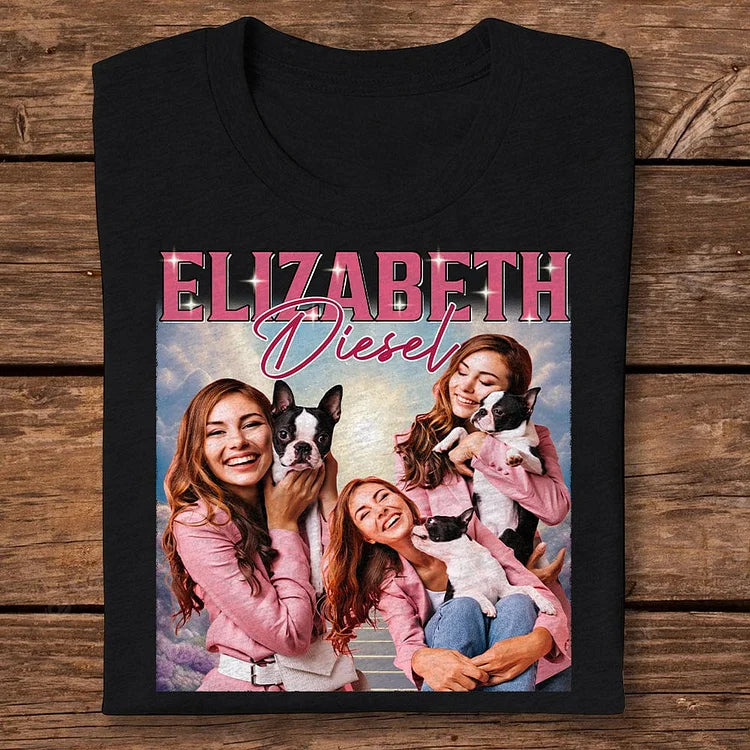 Camiseta com Estampa Personalizada | Foto Estilo Vintage dos seus Animais de Estimação