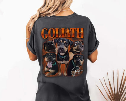 Camiseta Oversized Personalizada com Fotos do Seu Pet | Modelo Goliath com Nome e Fotos