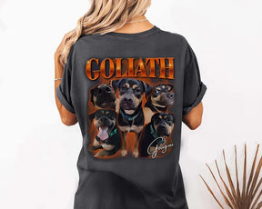 Camiseta Oversized Personalizada com Fotos do Seu Pet | Modelo Goliath com Nome e Fotos
