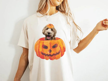 Camiseta Personalizada | Foto do Seu Pet com Abóbora Feliz