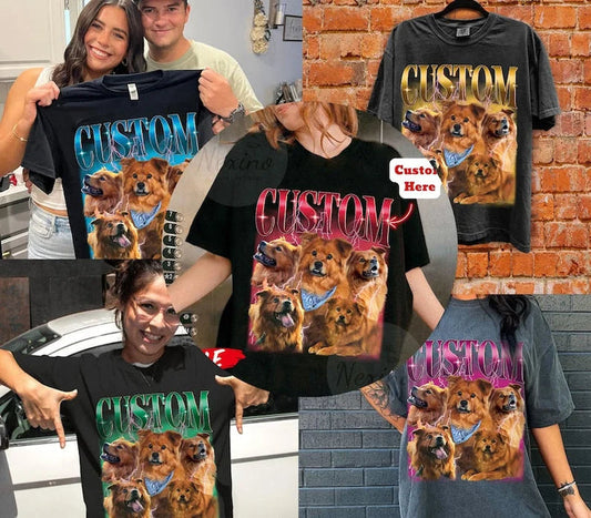 Camiseta personalizada com foto Vintage para amante de animais de estimação